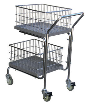 Double Tray/ Double Basket Mail Utility Cart