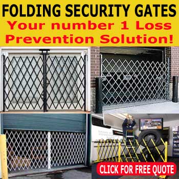 Galvanized Folding Security Gates - Commercial & Industrial Sales. 